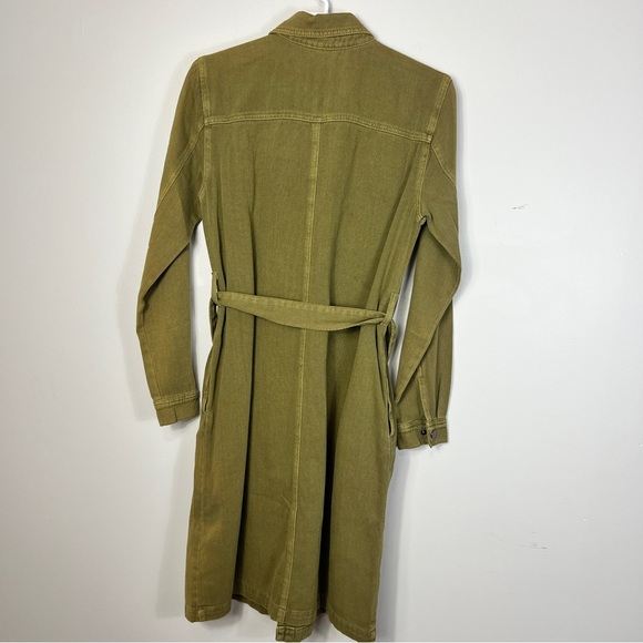 Kaffe Olive Green Belted Snap-Up Denim Shirt Dress women size Small - Picture 9 of 12